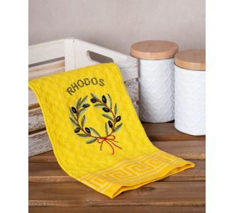 Σετ 12 τεμαχίων ποτηρόπανα γκοφρέ (50cm x 70cm) κίτρινο στεφάνι RHODES 6978000004550 SilkFashion |  Πετσέτες Κουζίνας στο espiti