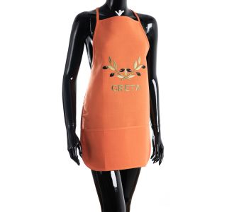 Ολόσωμη ποδιά BG23a (50cm x 70cm) πορτοκαλί χρωματιστή ελιά CRETA 6978000004729 SilkFashion |  Ποδιές - Πιάστρες στο espiti