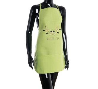 Ολόσωμη ποδιά BG23a (50cm x 70cm) πράσινη χρωματιστή ελιά CRETA 6978000004730 SilkFashion |  Ποδιές - Πιάστρες στο espiti