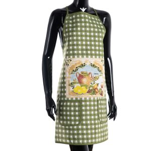 Ολόσωμη ποδιά στάμπα πράσινη (64cm x 78cm) CRETE 6978000004734 SilkFashion |  Ποδιές - Πιάστρες στο espiti