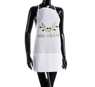 Ολόσωμη ποδιά BG23a (50cm x 70cm) λευκή χρωματιστή ελιά KOS 6978000004738 SilkFashion |  Ποδιές - Πιάστρες στο espiti