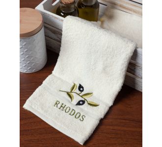 Δωδεκάδα πετσέτες χεριών (30cm x 50cm) ivory με κλαδί ΡΟΔΟΣ 6978000004846 SilkFashion |  Πετσέτες Κουζίνας στο espiti