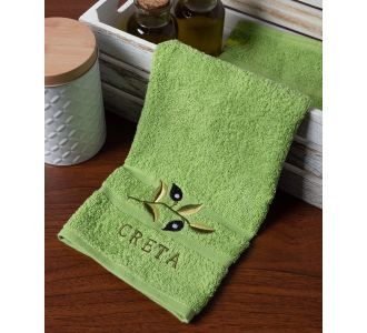 Δωδεκάδα πετσέτες χεριών (30cm x 50cm) πράσινο με κλαδί ΚΡΗΤΗ 6978000004852 SilkFashion |  Πετσέτες Κουζίνας στο espiti
