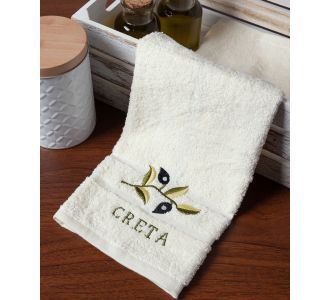 Δωδεκάδα πετσέτες χεριών (30cm x 50cm) ivory με κλαδί ΚΡΗΤΗ 6978000004853 SilkFashion |  Πετσέτες Κουζίνας στο espiti