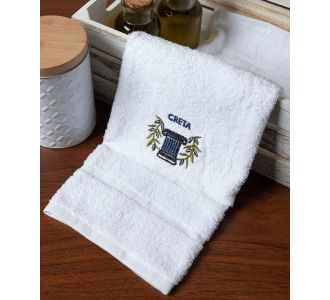 Δωδεκάδα πετσέτες χεριών (30cm x 50cm) λευκό με μπλέ κίωνα ΚΡΗΤΗ 6978000004857 SilkFashion |  Πετσέτες Κουζίνας στο espiti