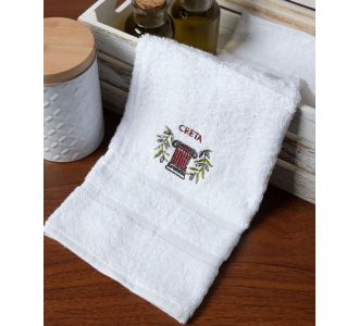 Δωδεκάδα πετσέτες χεριών (30cm x 50cm) λευκό με κόκκινο κίωνα ΚΡΗΤΗ 6978000004862 SilkFashion |  Πετσέτες Κουζίνας στο espiti