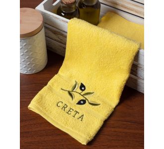 Δωδεκάδα πετσέτες χεριών (30cm x 50cm) κίτρινο με κλαδί ΚΡΗΤΗ 6978000004863 SilkFashion |  Πετσέτες Κουζίνας στο espiti
