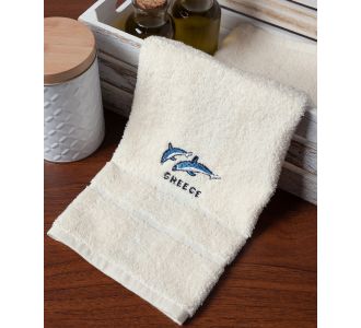 Δωδεκάδα πετσέτες χεριών (30cm x 50cm) ivory με δελφίνια GREECE 6978000004866 SilkFashion |  Πετσέτες Κουζίνας στο espiti