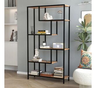 Βιβλιοθήκη Larissa Megapap χρώμα μαύρο - pine oak 90x30x159εκ. |  Βιβλιοθήκες στο espiti