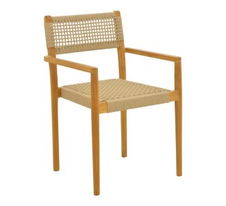 Πολυθρόνα Lengan pakoworld σκελετός teak ξύλο σε φυσική απόχρωση-μπεζ σχοινί 54x52x80εκ |  Πολυθρόνες τραπεζαρίας στο espiti