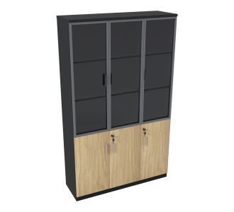 Ντουλάπα γραφείου με γυάλινες πόρτες Lotus pakoworld χρώμα φυσικό - ανθρακί 120x40x200εκ |  Ντουλάπες γραφείου στο espiti