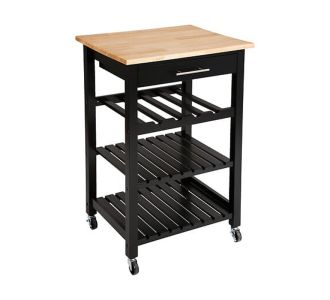 Τρόλεϊ-Ραφιέρα Claude pakoworld mdf μαύρο - φυσικό  58x48x87.5εκ |  Είδη Σερβιρίσματος στο espiti