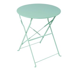 Τραπεζι Bistro pakoworld μεταλλικό αναδιπλούμενο σε μέντα απόχρωση Φ60x71εκ |  Τραπέζια κήπου στο espiti