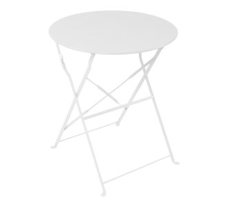 Τραπεζι Bistro pakoworld μεταλλικό αναδιπλούμενο σε λευκή απόχρωση Φ60x71εκ |  Τραπέζια κήπου στο espiti
