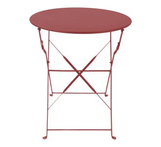 Τραπεζι Bistro pakoworld μεταλλικό αναδιπλούμενο σε απόχρωση terracotta Φ60x71εκ |  Τραπέζια κήπου στο espiti