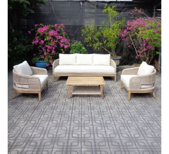 Σαλόνι κήπου Riviera pakoworld 4τεμ μασίφ ξύλο ακακίας-ύφασμα μπεζ |  Σαλόνια κήπου στο espiti