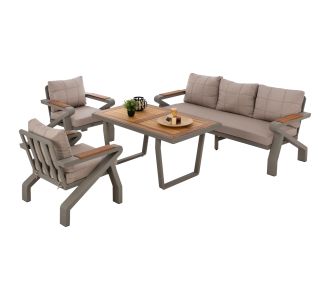 ΣΕΤ ΣΑΛΟΝΙ 4ΤΜΧ ΕΞΩΤΕΡΙΚΟΥ ΧΩΡΟΥ ΑΛΟΥΜΙΝΙΟΥ KAI ΜΑΣΙΦ ΞΥΛΟ ΙΡΟΚΟ HM5885.01 |  Σαλόνια κήπου στο espiti