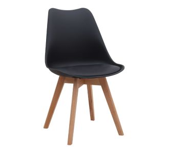 Καρέκλα τραπεζαρίας Viva Megapap PP - PU μαύρο - ξύλινο φυσικό πόδι 48,5x54x80εκ. |  Πολυθρόνες τραπεζαρίας στο espiti