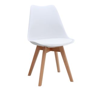 Καρέκλα τραπεζαρίας Viva Megapap PP - PU λευκό - ξύλινο φυσικό πόδι 48,5x54x80εκ. |  Πολυθρόνες τραπεζαρίας στο espiti