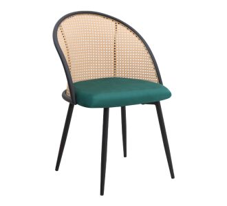 Καρέκλα τραπεζαρίας Jacob Megapap pe rattan - κυπαρισσί βελούδο - μεταλλικό μαύρο πόδι 52x50x77εκ. |  Πολυθρόνες τραπεζαρίας στο espiti