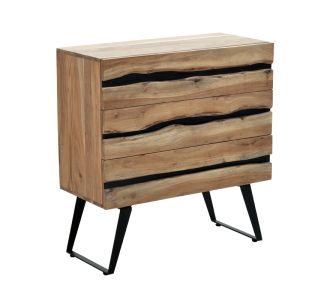 Συρταριέρα Imena pakoworld μασίφ ξύλο Acacia σε φυσικό απόχρωση με μαύρα μεταλλικά πόδια 80x38x86,5εκ |  Συρταριέρες -Κονσόλες στο espiti