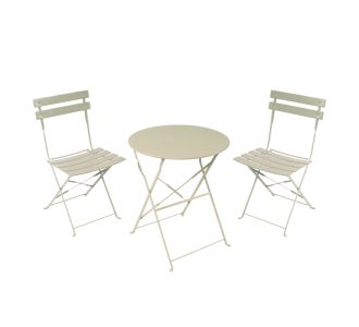 Τραπεζαρία Bistro pakoworld σετ 3τεμ μεταλλική αναδιπλούμενη σε μπεζ απόχρωση Φ60x71εκ |  Σετ τραπεζαρία κήπου στο espiti