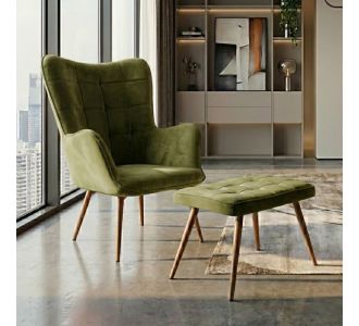 Πολυθρόνα - Μπερζέρα με υποπόδιο Lily Megapap λαδί βελούδο - μεταλλικό πόδι χρώμα φυσικό 70x62x98εκ. |  Πολυθρόνες σαλονιού στο espiti