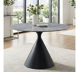 Τραπέζι Logan Megapap sintered stone - μέταλλο χρώμα γκρι εφέ μαρμάρου - μαύρο Ø120x72εκ. |  Τραπέζια στο espiti