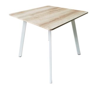 Τραπέζι Squaro pakoworld sonoma mdf με λευκά μεταλλικά πόδια 80x80x75εκ |  Τραπέζια στο espiti
