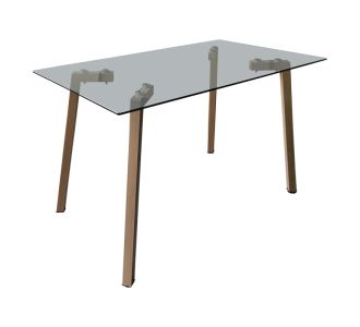 Τραπέζι Titta pakoworld γυάλινη επιφάνεια με μεταλλικά πόδια σε φυσική απόχρωση 120x70x75εκ |  Τραπέζια στο espiti