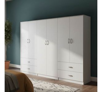 Ντουλάπα εξάφυλλη Lego pakoworld λευκή 240x42x180εκ |  Ντουλάπες ρούχων στο espiti