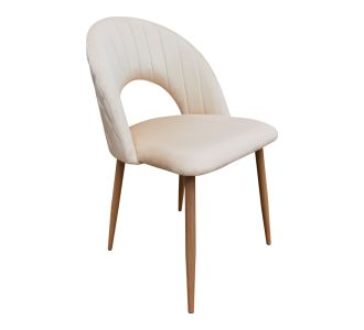 Καρέκλα Lovingo pakoworld βελούδο μπεζ με μεταλλικά πόδια σε φυσική απόχρωση 50x47x85.5εκ |  Καρέκλες στο espiti