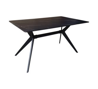 Τραπέζι Ezali pakoworld mdf μαύρη όψη μαρμάρου με μαύρα μεταλλικά πόδια 140x80x75εκ |  Τραπέζια στο espiti