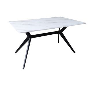 Τραπέζι Ezali pakoworld mdf λευκή όψη μαρμάρου με μαύρα μεταλλικά πόδια 140x80x75εκ |  Τραπέζια στο espiti
