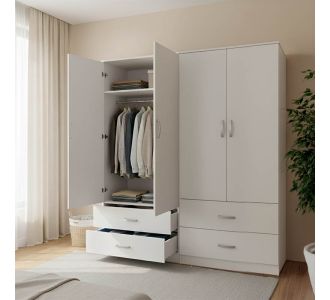 Ντουλάπα τετράφυλλη με συρτάρια Lego pakoworld λευκή 160x42x180εκ |  Ντουλάπες ρούχων στο espiti