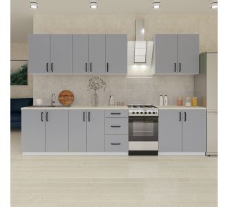 Κουζίνα Liana 8 Τεμαχίων Γκρι AlphaB2B |  Σετ Κουζίνες στο espiti