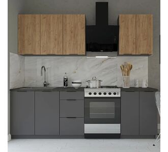 Κουζίνα Melisa Craft 6 Τεμαχίων Γραφίτης-Χρυσό Δρυς AlphaB2B |  Σετ Κουζίνες στο espiti