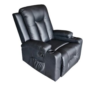Πολυθρόνα relax με μηχανισμό massage Gessel pakoworld PU σε μαύρη απόχρωση 80x90x98εκ |  Πολυθρόνες σαλονιού στο espiti