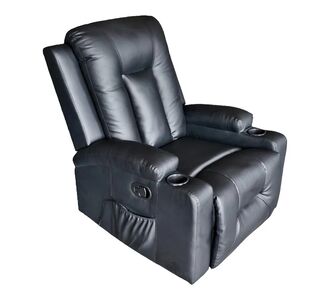 Πολυθρόνα relax με μηχανισμό massage Gessel pakoworld PU σε μαύρη απόχρωση 80x90x98εκ |  Πολυθρόνες σαλονιού στο espiti