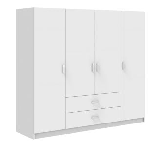Ντουλάπα τετράφυλλη Royal pakoworld με συρτάρια λευκό 200x58x177εκ |  Ντουλάπες ρούχων στο espiti