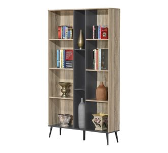 Βιβλιοθήκη Zezan pakoworld σε sonoma-ανθρακί απόχρωση 114x30x200.5εκ |  Βιβλιοθήκες στο espiti