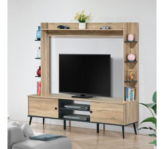 Σύνθετο σαλονιού Zezan pakoworld σε sonoma-ανθρακί απόχρωση 182.5x40x162εκ |  Έπιπλα τηλεόρασης στο espiti