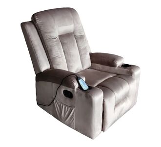 Πολυθρόνα relax με μηχανισμό massage Gessel pakoworld βελούδο σε γκρι απόχρωση 80x90x98εκ |  Πολυθρόνες σαλονιού στο espiti