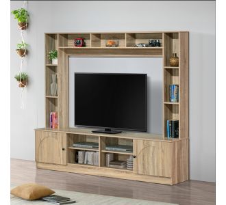 Σύνθετο σαλονιού Ambera pakoworld σε sonoma απόχρωση 200x40x171.5εκ |  Έπιπλα τηλεόρασης στο espiti