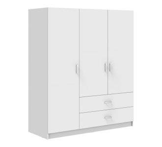 Ντουλάπα τρίφυλλη Royal pakoworld με συρτάρια λευκό 150x58x177εκ |  Ντουλάπες ρούχων στο espiti