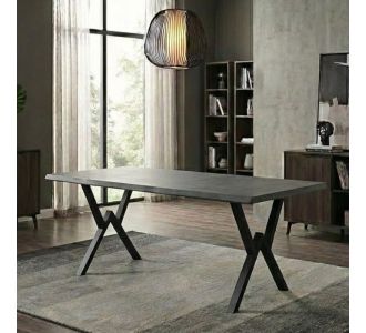 Τραπέζι Walter Megapap Mdf - μεταλλικό χρώμα σκούρο γκρι σκυροδέματος 200x100x75εκ. |  Τραπέζια στο espiti