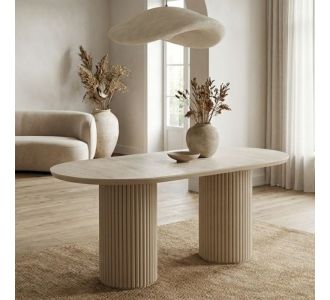 Τραπέζι Hazar Megapap Mdf χρώμα travertine - sandstone 180x90x77εκ. |  Τραπέζια στο espiti