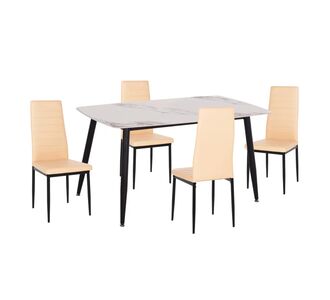 ΣΕΤ ΤΡΑΠΕΖΑΡΙΑΣ 5ΤΜΧ RAVEN HM21266.02 ΚΕΡΑΜΙΚΟ TOP CALACATTA--ΚΡΕΜ PU |  Σετ τραπεζαρίες στο espiti