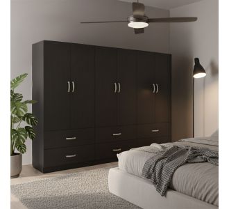 Ντουλάπα εξάφυλλη με συρτάρια Lego pakoworld wenge 240x42x180εκ |  Ντουλάπες ρούχων στο espiti