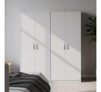 Ντουλάπα τετράφυλλη Lego Ι pakoworld λευκή 160x42x180εκ |  Ντουλάπες ρούχων στο espiti